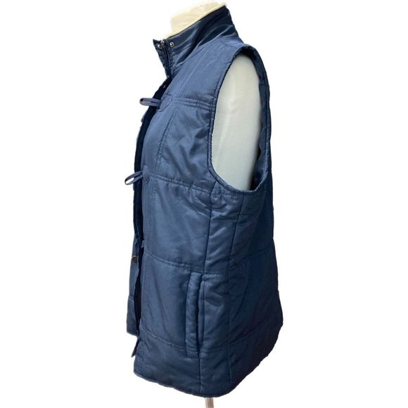 Caribbean Joe Womens Vest Blue Waist Length Full Zip Pockets Toggles High Neck L - Picture 2 of 8